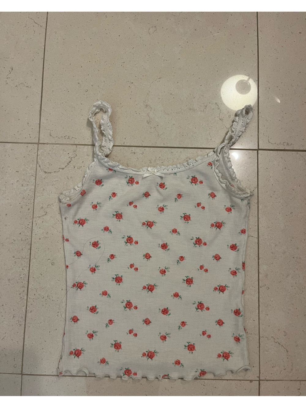 White Tank top with rose